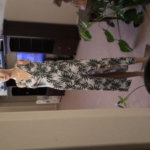 See You Monday jungle foliage sleeveless rayon elastine blend deep peekaboo slit